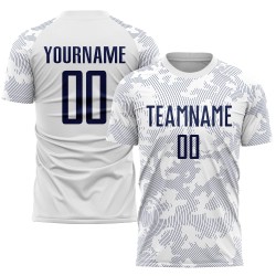 Soccer Uniform Sublimation White Jersey Navy Custom