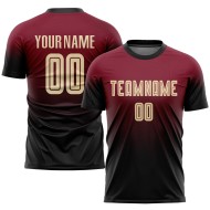 Custom Soccer Jersey Sublimation Crimson Cream-Black Fade Uniform Fashion