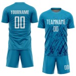 Custom White-Black Soccer Sublimation Blue Uniform Jersey Panther