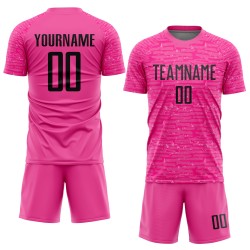 Uniform Black Custom Pink Jersey Soccer Sublimation Uniform Black Custom Pink Jersey Soccer Sublimation