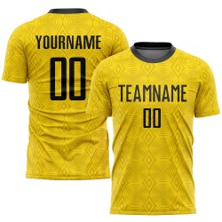 Soccer Gold Sublimation Black Custom Jersey Uniform