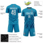 Custom White-Black Soccer Sublimation Blue Uniform Jersey Panther
