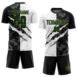 Custom Green Jersey Soccer Graffiti Pattern Black-Neon Sublimation Uniform Scratch Custom Green Jersey Soccer Graffiti Pattern Black-Neon Sublimation Uniform Scratch