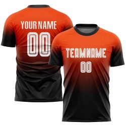 Uniform Soccer Fashion White-Black Fade Orange Sublimation Jersey Custom