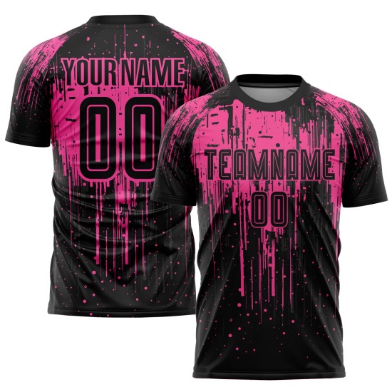 Custom Black Sublimation Jersey Uniform Soccer Pink Custom Black Sublimation Jersey Uniform Soccer Pink
