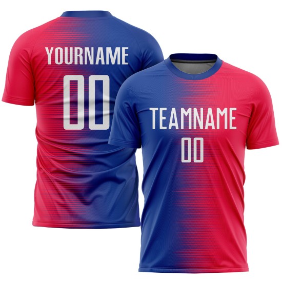 Sublimation Custom White-Royal Uniform Jersey Soccer Red Sublimation Custom White-Royal Uniform Jersey Soccer Red