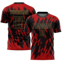 Black-Old Sublimation Jersey Uniform Gold Red Custom Soccer