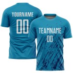 Custom White-Black Soccer Sublimation Blue Uniform Jersey Panther