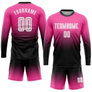 Custom Jersey Sleeve Pink White-Black Sublimation Fade Fashion Soccer Long Uniform Custom Jersey Sleeve Pink White-Black Sublimation Fade Fashion Soccer Long Uniform