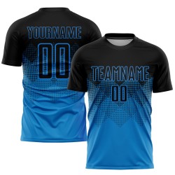 Jersey Uniform Blue Black Sublimation Soccer Custom