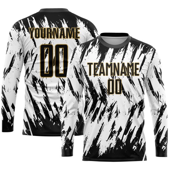 Jersey Black-Old Uniform Gold Custom Sublimation White Soccer Jersey Black-Old Uniform Gold Custom Sublimation White Soccer