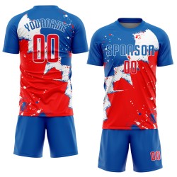 Uniform Soccer Royal Custom Sublimation Jersey Red-White