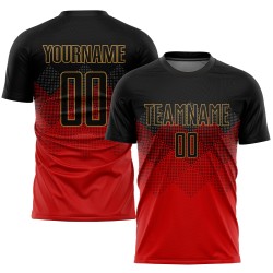 Uniform Gold Custom Sublimation Jersey Black-Old Red Soccer