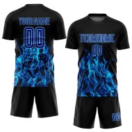 Blue Custom Flame Uniform Sublimation Royal-Light Black Jersey Soccer Blue Custom Flame Uniform Sublimation Royal-Light Black Jersey Soccer