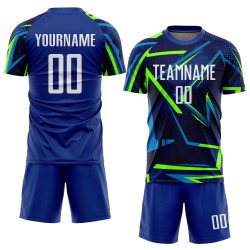 Green Royal Sublimation Jersey Soccer Uniform White-Neon Custom Green Royal Sublimation Jersey Soccer Uniform White-Neon Custom